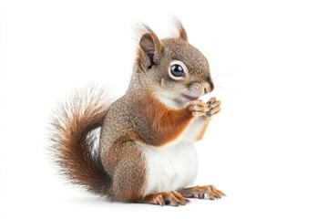 Obraz premium Adorable red squirrel holding nuts