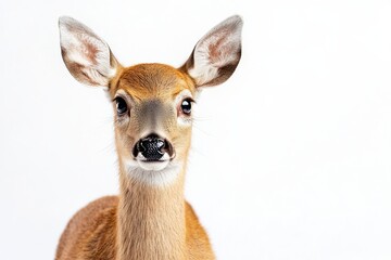 Fototapeta premium Close-up of a young deer, curious gaze.