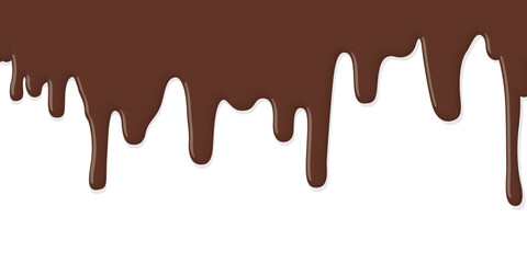 Melted chocolate ice cream drop on white background graphic illustration have blank space.
