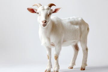 Fototapeta premium Adorable white goat, charming gaze.