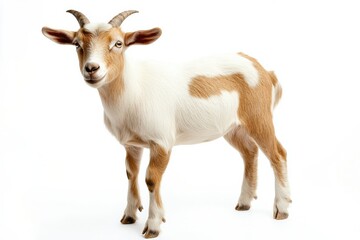 Fototapeta premium Adorable young goat, white and tan