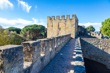 Historic Saint George Castle (Castelo de Sao Jorge) in Lisbon, Portugal