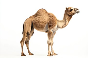 Young Dromedary Camel on White Background