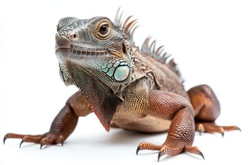 Obraz premium Close-up of a vibrant green iguana
