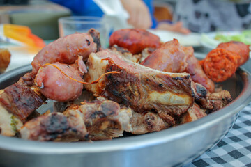pork meat served after being grilled