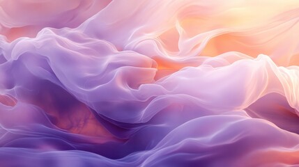 Fototapeta premium Abstract Purple and Orange Fabric Waves Flowing Gently