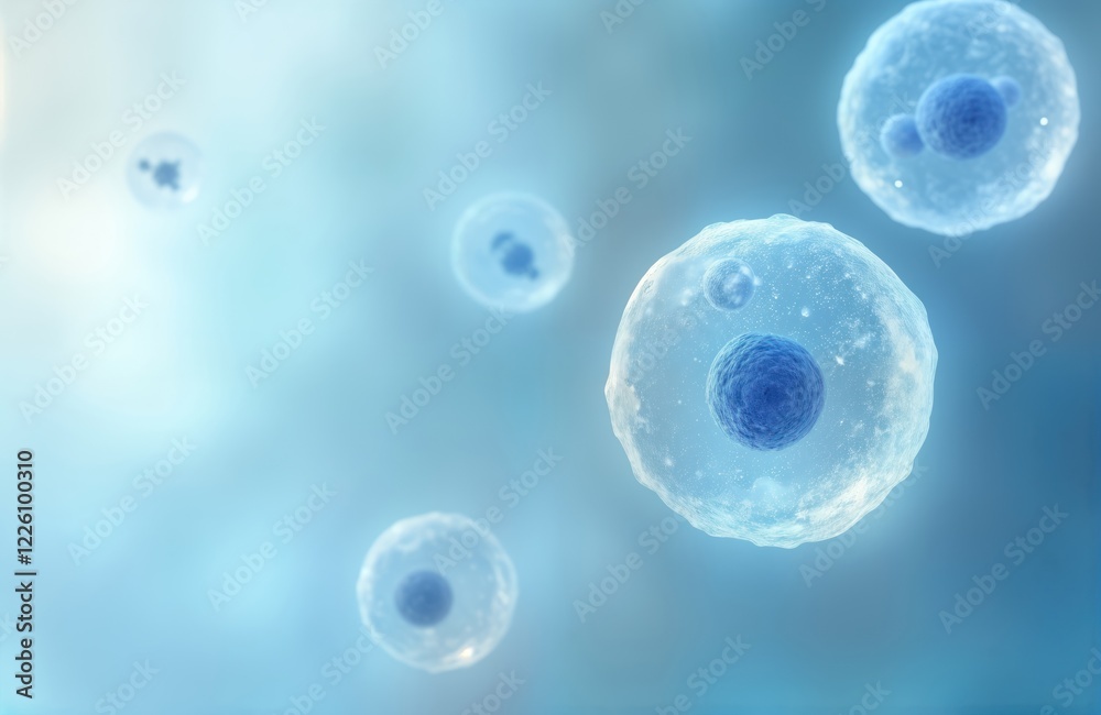 Aufkleber scientific illustration of cells undergoing division. medical image highlights stem cell division pr