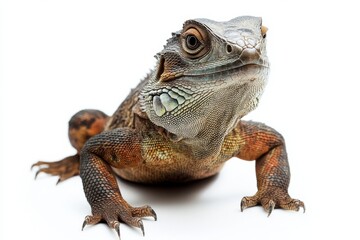 Obraz premium Close-up of a lizard against white background
