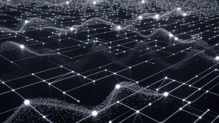 An abstract visualization of a digital landscape, showcasing interconnected lines and luminous nodes, creating a sense of depth and complexity.