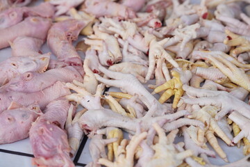 chicken pieces at traditional market