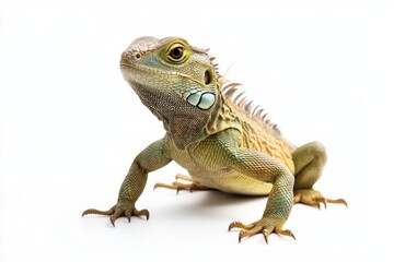 Obraz premium Green iguana posing on white background