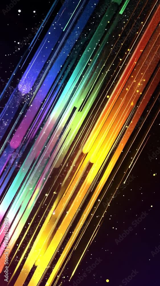 Wall mural vibrant streaks of color shine against a dark background creating a dynamic visual display of light 