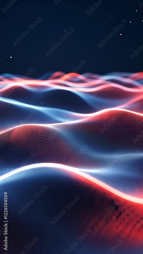 Wall mural dynamic waves of light showcasing flowing red and blue patterns against a dark background for a stun