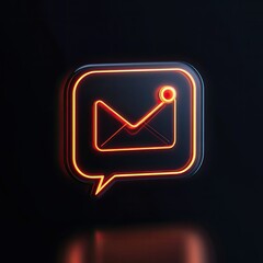 Fototapeta premium Neon glowing email message notification icon.