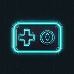 Fototapeta premium Neon glowing gaming controller icon.