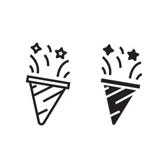 Confetti popper icon set 