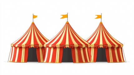 Colorful Amusement Park Carnival Circus Tents for Fun Events - Vector Illustration