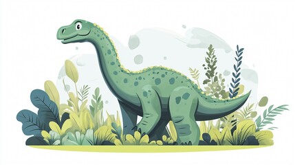 Detailed Brontosaurus Dinosaur Vector Illustration for Educational Purposes