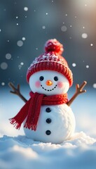 Cheery Snowman Phone Wallpaper: A Blurred Background Scene