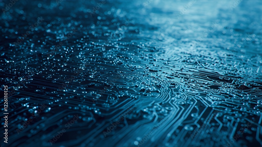 Fototapete digital rainfall event abstract circuitry visual art high-tech environment aerial view innovation co