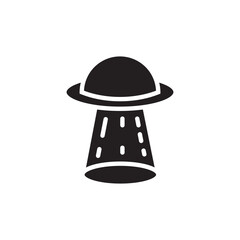 flat ufo icon isolated on white
