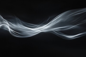 Ethereal smoke waves gracefully flowing against a dark backdrop, creating a sense of movement and mystery
