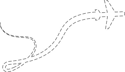 Airplane line path icon, flight, route, travel