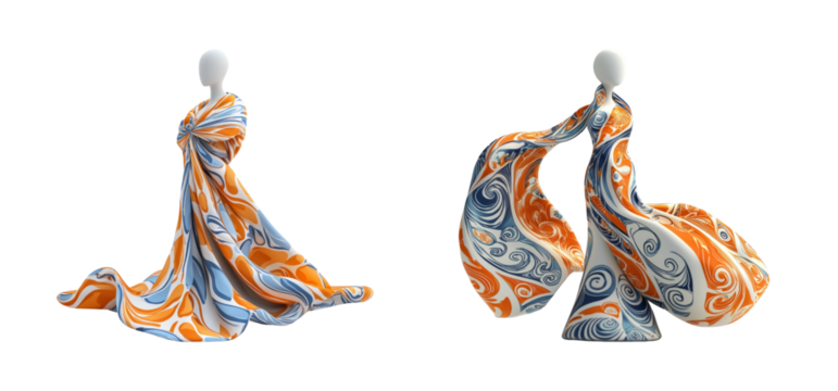 Elegant Draped Fabric on Transparent Background