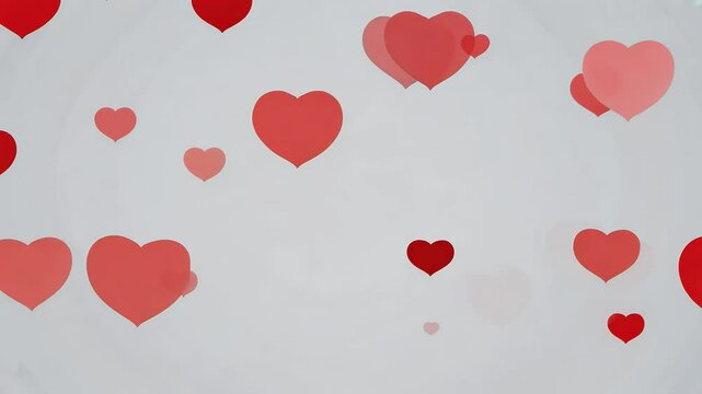 A cascade of tiny red hearts appearing in a seamless loop with an alpha channel for easy compositing video
