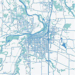 Map of Albany in Oregon in a professional blue style. Contains layered vector with roads water, parks, etc.