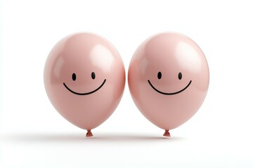 Two pink balloons with smiling faces on them
