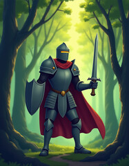 Knight With Spear Stands Strong Against Vast Desert Landscape
