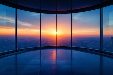 Fototapeta premium Skyline Awakens: Sunrise View from a Skyscraper Symbolizing New Beginnings