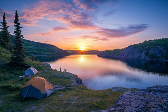 Sunset View from a Cliff-Edge Campsite: An Enchanting Evening Getaway