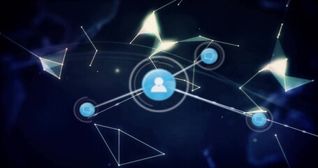 Image of network of connections with icons over globe