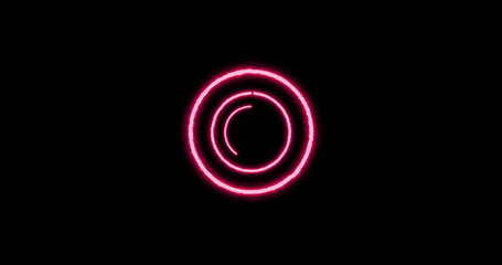 Image of neon concentric data loading rings on black background