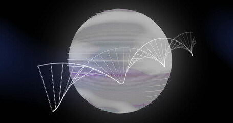 Image of dna strand over spinning globe