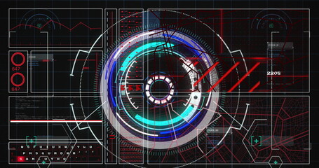 Image of digital data processing over black background