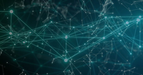 Image of network of connections over globe on dark background