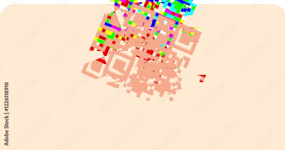 Poster image of qr code and data processing on yellow background