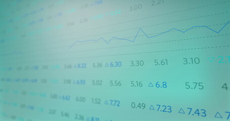 Image of financial data processing over green background