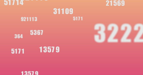 Obraz premium Image of numbers changing data processing on pink background