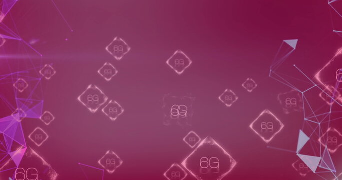 Image of 6g text and data processing over red background