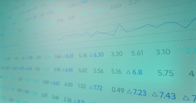 Image of financial data processing over green background