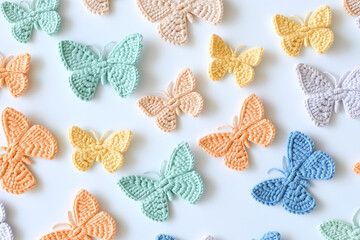 Handmade Beauty: Crocheted Butterfly Motifs in Pastel Colors