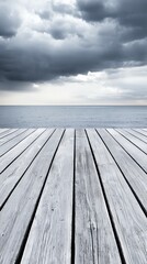 Moody Seascape: Grey Sky Over Calm Ocean