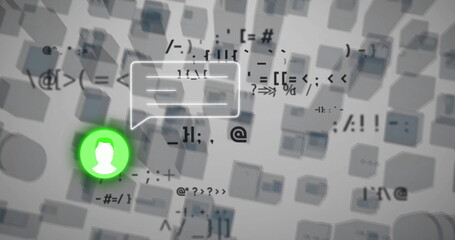 Image of data processing over digital chat icon