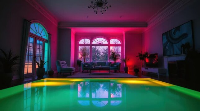 close-up of a luxury pool at night ht