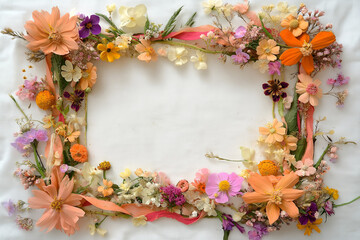 Vintage Charm: A Springtime Frame Decorated with Pressed Flowers
