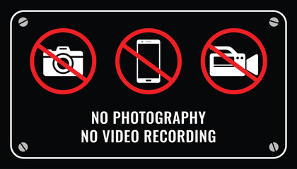 Set Collections sign no photography. no video recording warning template design vector illustration